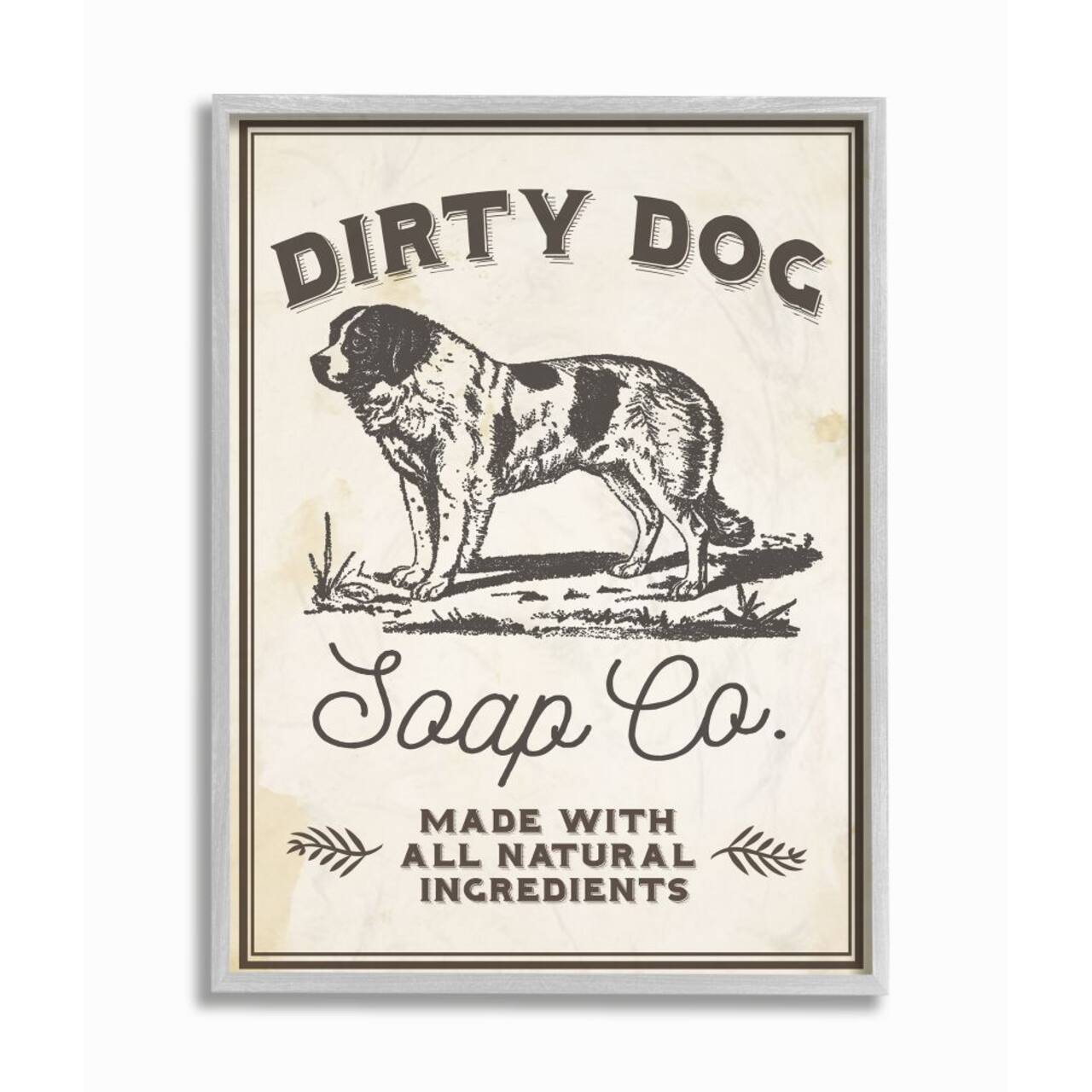 Stupell Industries Dirty Dog Soap Co Vintage Sign Gray Framed Wall Art